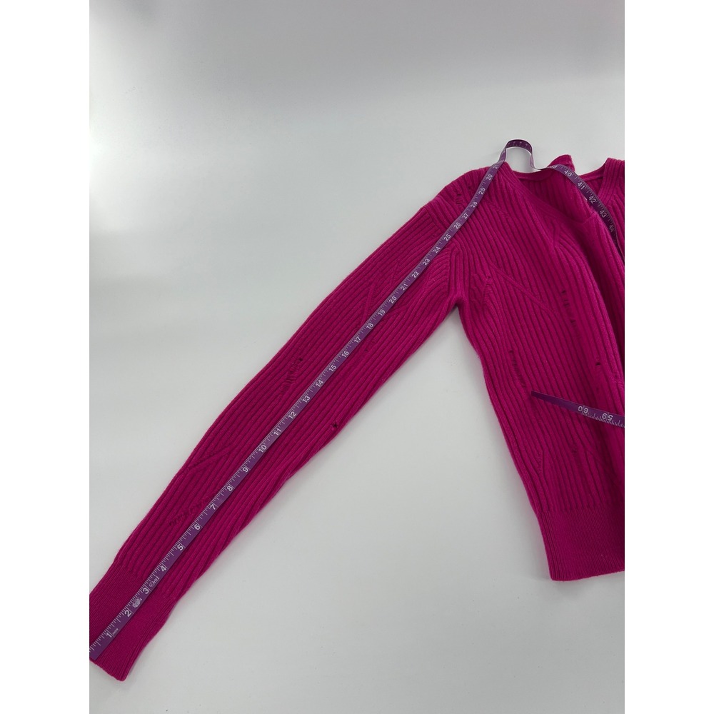 Helmut Lang Pink Lambswool Distressed Ribbed V-Neck Sweater Thumbholes Indie S - Picture 4 of 8